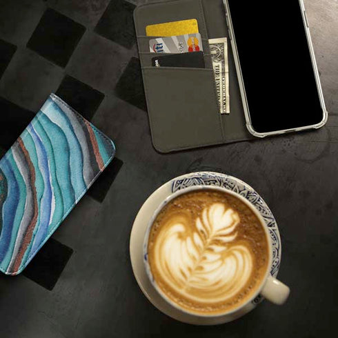 Turquoise Watercolor Geode iPhone 15 Pro Folio Case